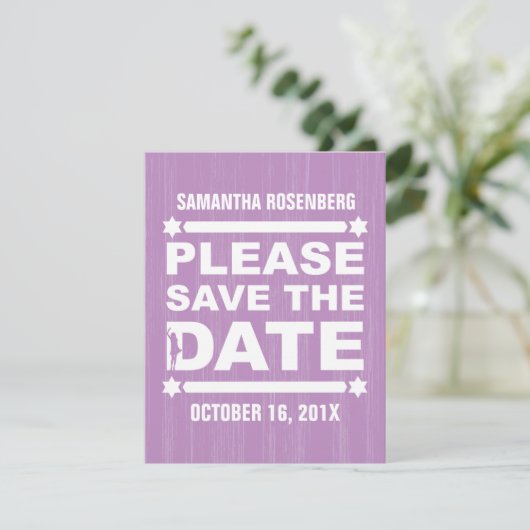 大きいタイプバルミツワーの保存紫色の日付 セーブザデート (スタンド正面)