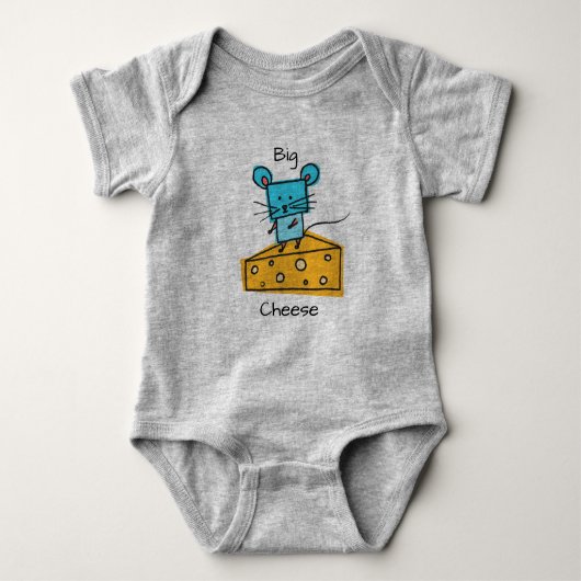 大きいチーズ-マウスはチーズを取ります ベビーボディスーツ (正面)