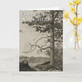 大きいツリー、自然横誕生日カード カード (黄色い花)