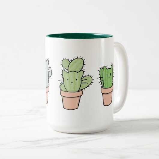 大きいツートーンCatcus家族のマグ ツートーンマグカップ (正面右)