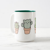 大きいツートーンCatcus家族のマグ ツートーンマグカップ (正面左)