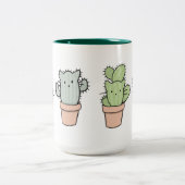 大きいツートーンCatcus家族のマグ ツートーンマグカップ (中央)