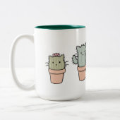 大きいツートーンCatcus家族のマグ ツートーンマグカップ (左)