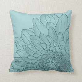 大きいティール（緑がかった色）の写実的なヒマワリ|の装飾用クッション クッション