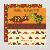 大きいディーノの石のパーティーの恐竜の誕生日の招待状 招待状 (正面/裏面)