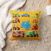 大きいトラックの第4誕生日 クッション (ブランケット)