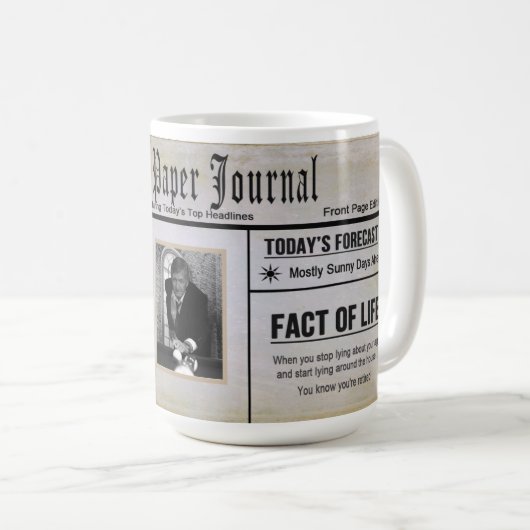 大きいニュースの紙の退職のマグ-写真の挿入物 コーヒーマグカップ (正面右)
