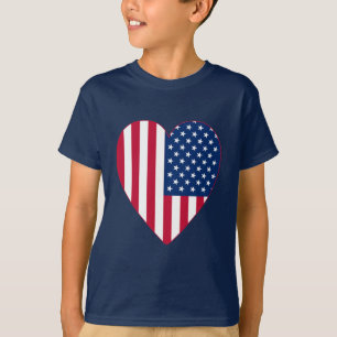 大きいハートの中の米国旗 Tシャツ