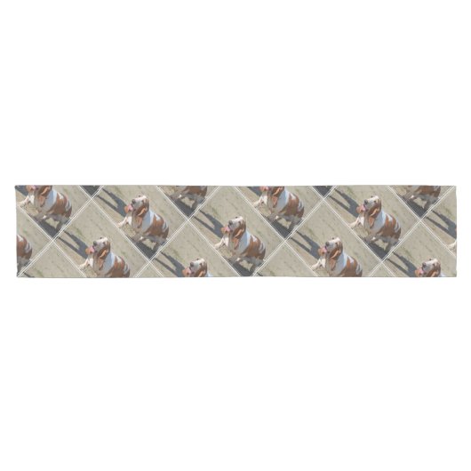 大きいバセットハウンド ショートテーブルランナー (横)