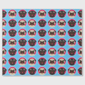 大きいパグの頭部の包装紙- ラッピングペーパー (フラット)