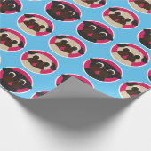 大きいパグの頭部の包装紙- ラッピングペーパー (角)