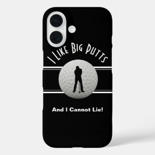 大きいパットが好きなゴルファー ゴルフ ユーモア 面白い 黒 白 iPhone 16ケース