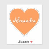 大きいパーソナライズされたオレンジ色のハート名 シール (シート)