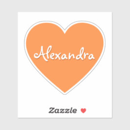 大きいパーソナライズされたオレンジ色のハート名 シール