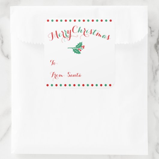 大きいパーソナライズされた正方形クリスマスギフトタグ スクエアシール (バッグ)