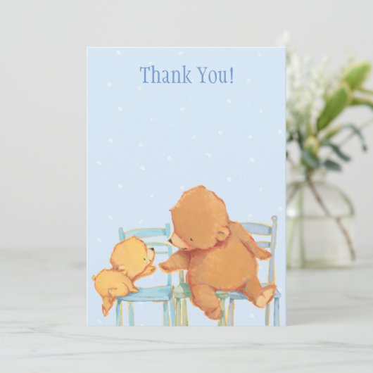 大きいヒグマおよび黄色いくまは感謝していしています サンキューカード (スタンド正面)