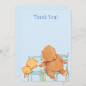 大きいヒグマおよび黄色いくまは感謝していしています サンキューカード (正面/裏面)