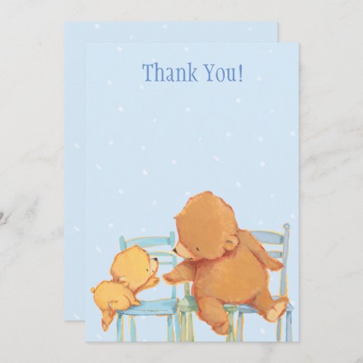 大きいヒグマおよび黄色いくまは感謝していしています サンキューカード (正面/裏面)
