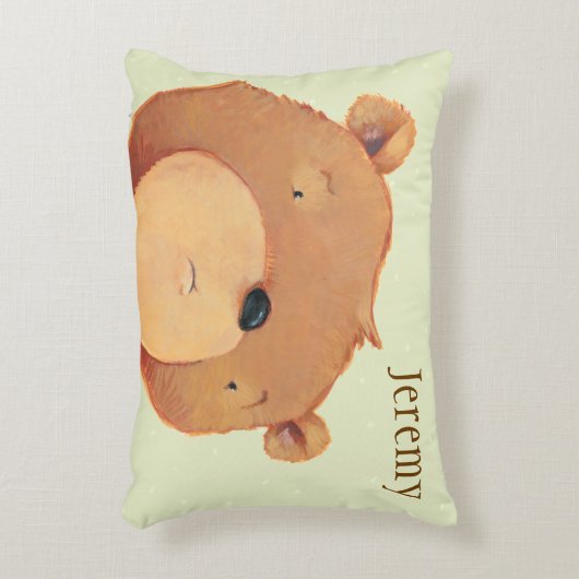 大きいヒグマのクローズアップ アクセントクッション (正面(垂直))