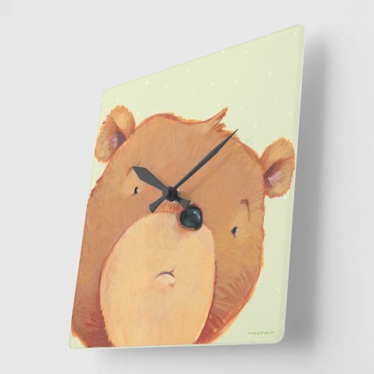 大きいヒグマのクローズアップ スクエア壁時計 (傾斜)