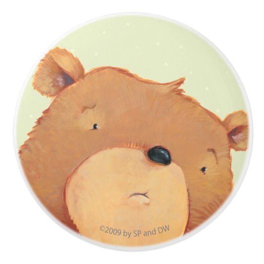 大きいヒグマのクローズアップ セラミックノブ (正面)