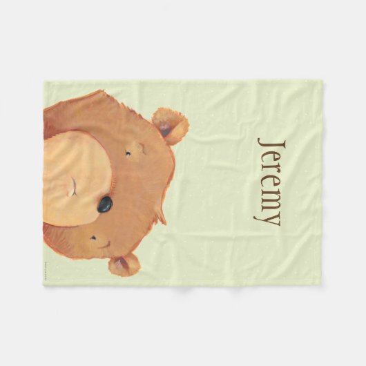 大きいヒグマのクローズアップ フリースブランケット (正面(横))