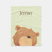 大きいヒグマのクローズアップ フリースブランケット (正面)