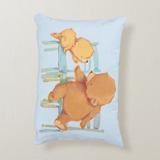 大きいヒグマは少しに黄色いくまを救済します アクセントクッション (裏面(縦))