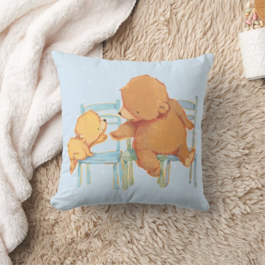 大きいヒグマは少しに黄色いくまを救済します クッション (ブランケット)