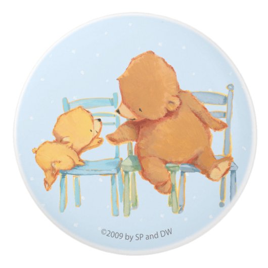 大きいヒグマは少しに黄色いくまを救済します セラミックノブ (正面)