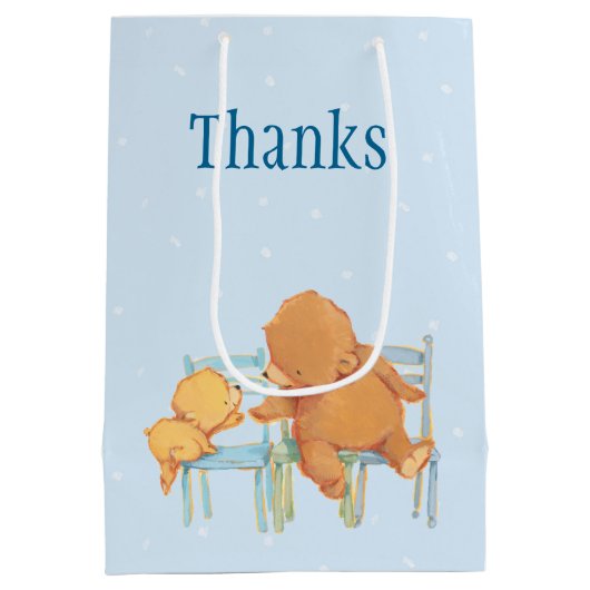 大きいヒグマは少しに黄色いくまを救済します ミディアムペーパーバッグ (裏面)