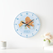 大きいヒグマは少しに黄色いくまを救済します ラージ壁時計 (ホーム)