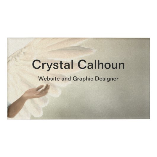 大きいビジネス磁石の名札-天使の翼 名札 (正面)