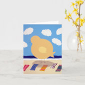 大きいビーチのひよこ カード (黄色い花)