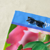 大きいビーチタオルのてんとう虫の花園。 青い端 ビーチタオル (インサイチュ)