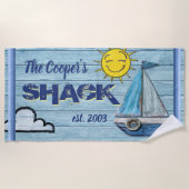 大きいビーチタオルの名前をカスタムするの掘っ建て小屋 ビーチタオル (正面)