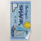 大きいビーチタオルの名前をカスタムするの掘っ建て小屋 ビーチタオル (正面)