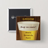 大きいビール独身ボタン 缶バッジ (正面&裏面)