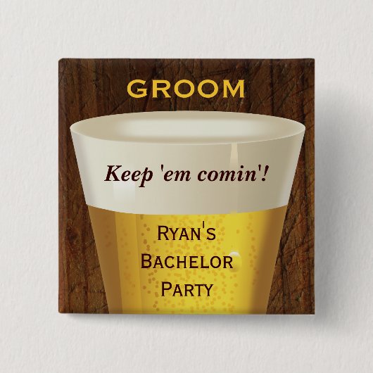 大きいビール独身ボタン 缶バッジ (正面)