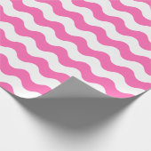 大きいピンクおよび白の波の包装紙 ラッピングペーパー (角)