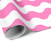 大きいピンクおよび白の波の包装紙 ラッピングペーパー (ロールコーナー)