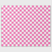 大きいピンクおよび白の点検の包装紙 ラッピングペーパー (フラット)