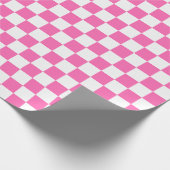 大きいピンクおよび白の点検の包装紙 ラッピングペーパー (角)
