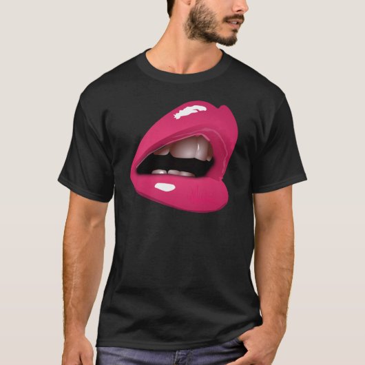 大きいピンクの唇 Tシャツ (正面)