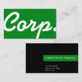 大きいフォント、読みやすい緑の名刺 名刺 (正面/裏面)