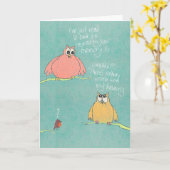 大きいフクロウおよびコキンメフクロウのバースデー・カード カード (黄色い花)