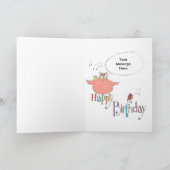 大きいフクロウおよびコキンメフクロウのバースデー・カード カード (内部)