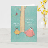 大きいフクロウおよびコキンメフクロウのバースデー・カード カード (黄色い花)