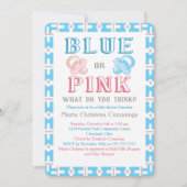 大きいベビーシャワーの性を明らかにします招待状を明らかにして下さい 招待状 (正面)