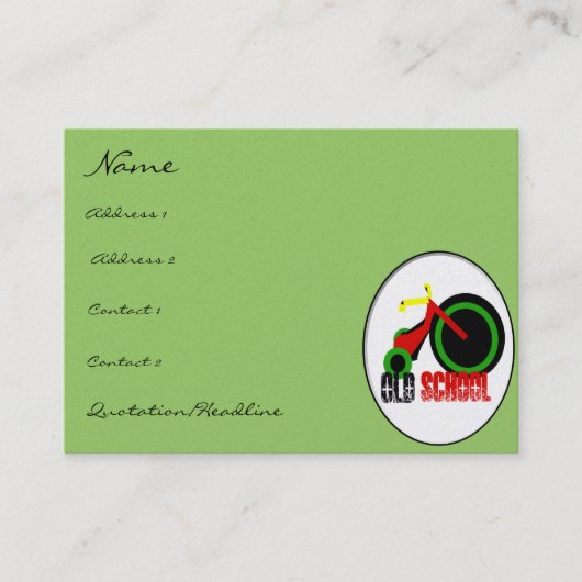 大きいホイール付き旧学校 – グ動揺してルンギーフォント 名刺 (正面)